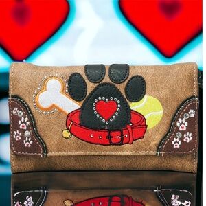 Dog Paw Print Wallet Women Crossbody Wristlet